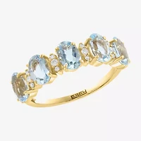 Effy Final Call Womens 1/10 CT. T.W. Genuine Blue Aquamarine 14K Gold 5-Stone Band