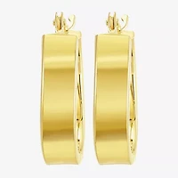 Womens 10K Gold 15mm Oval Hoop Earrings