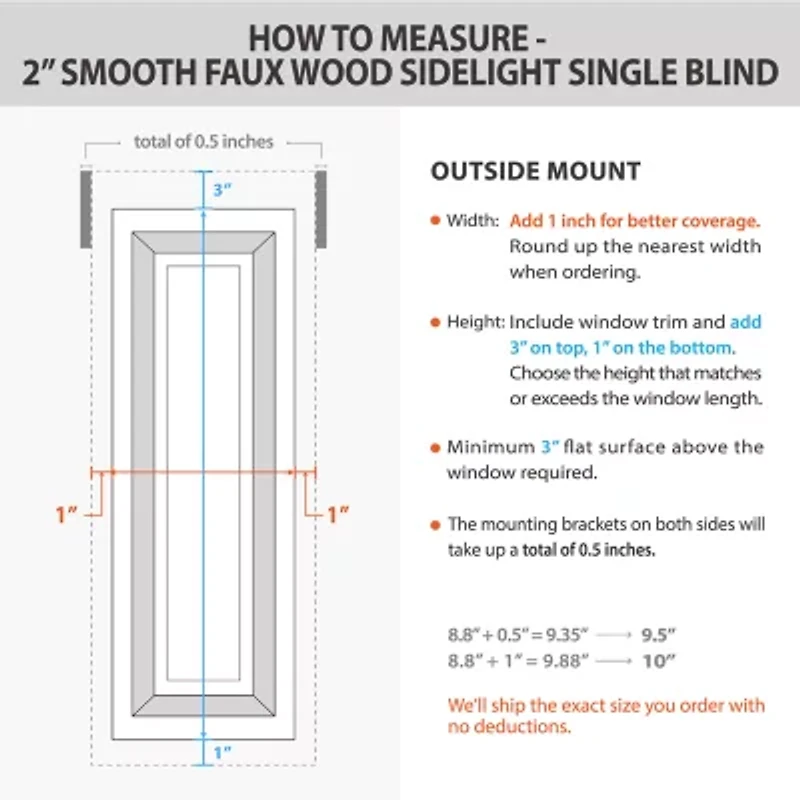 2in Smooth Sidelight 2" Cut-to-Width Cordless Faux Wood Blind