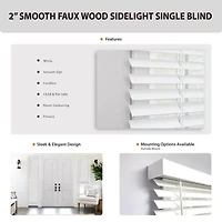 2in Smooth Sidelight 2" Cut-to-Width Cordless Faux Wood Blind