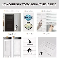 2in Smooth Sidelight 2" Cut-to-Width Cordless Faux Wood Blind