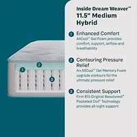 BeautySleep Dream Weaver 11.5" Medium Tight Top - Mattress + Adjustable Base