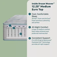 BeautySleep Dream Weaver 12.25" Medium Euro Top - Mattress + Adjustable Base