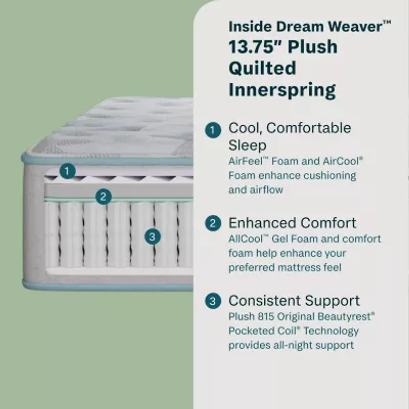 BeautySleep Dream Weaver 13.75" Plush Tight Top - Mattress + Adjustable Base