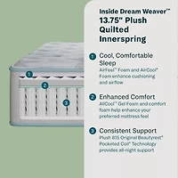 BeautySleep Dream Weaver 13.75" Plush Tight Top - Mattress + Adjustable Base