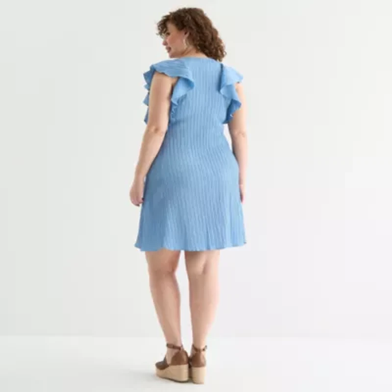 52seven Womens Short Sleeve Plus Shift Dress
