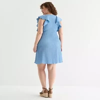 52seven Womens Short Sleeve Plus Shift Dress