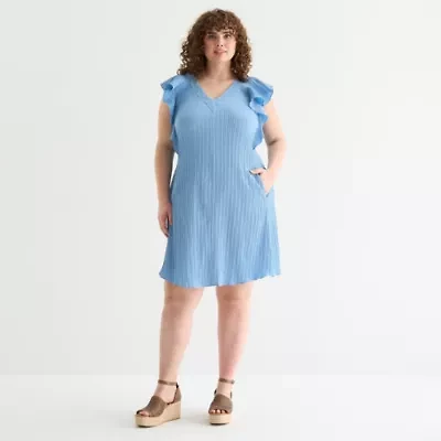 52seven Womens Short Sleeve Shift Dress Plus