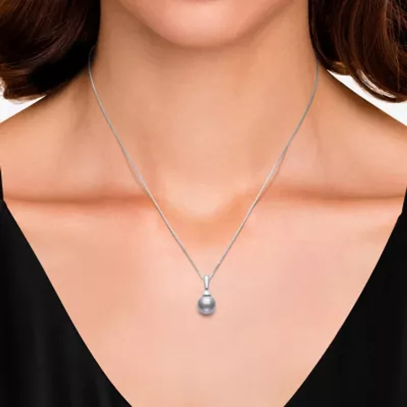 Womens Gray Cultured Freshwater Pearl Sterling Silver Ball 18 Inch Pendant Necklace