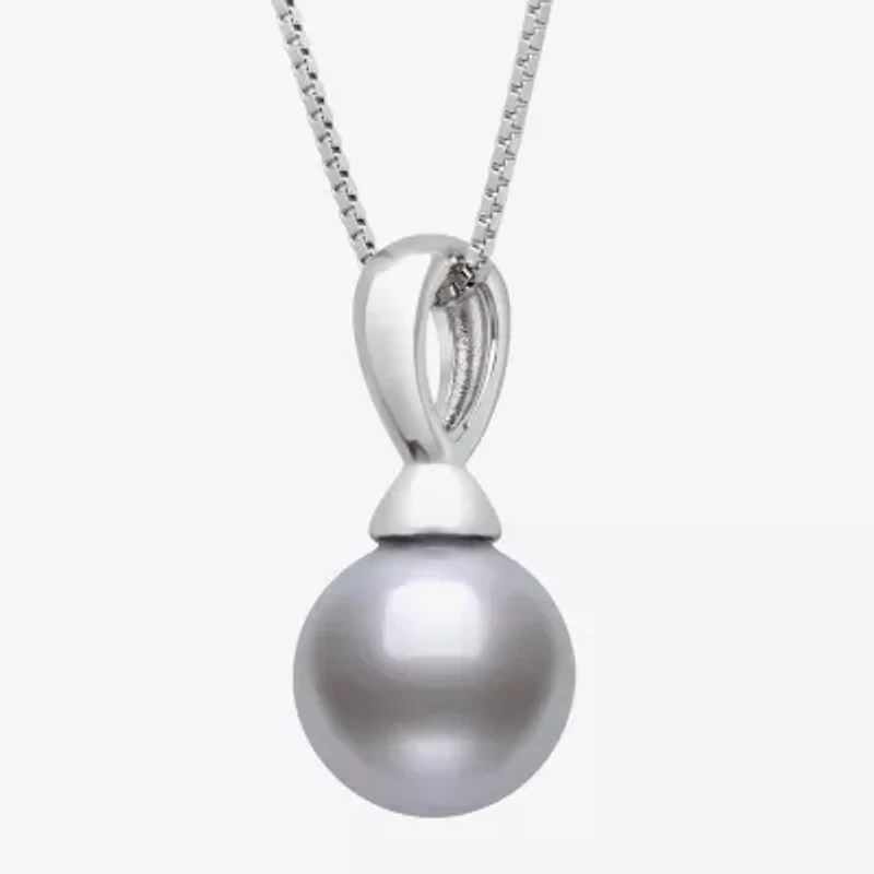 Womens Gray Cultured Freshwater Pearl Sterling Silver Ball 18 Inch Pendant Necklace