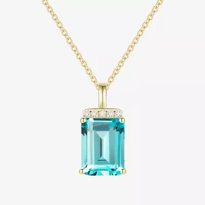 Womens Lab Created Green Yttrium Aluminum Garnet 14K Gold Over Silver 18 Inch Pendant Necklace