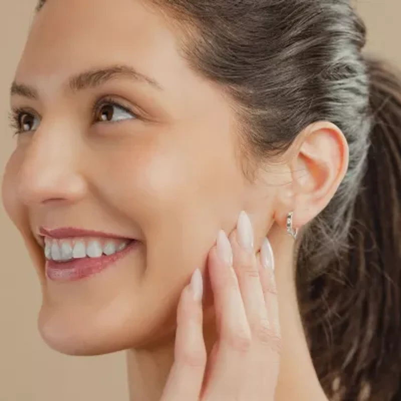 (G/ Si2) Womens 1/4 CT. T.W. Lab Grown White Diamond 10K Gold 13.8mm Hoop Earrings