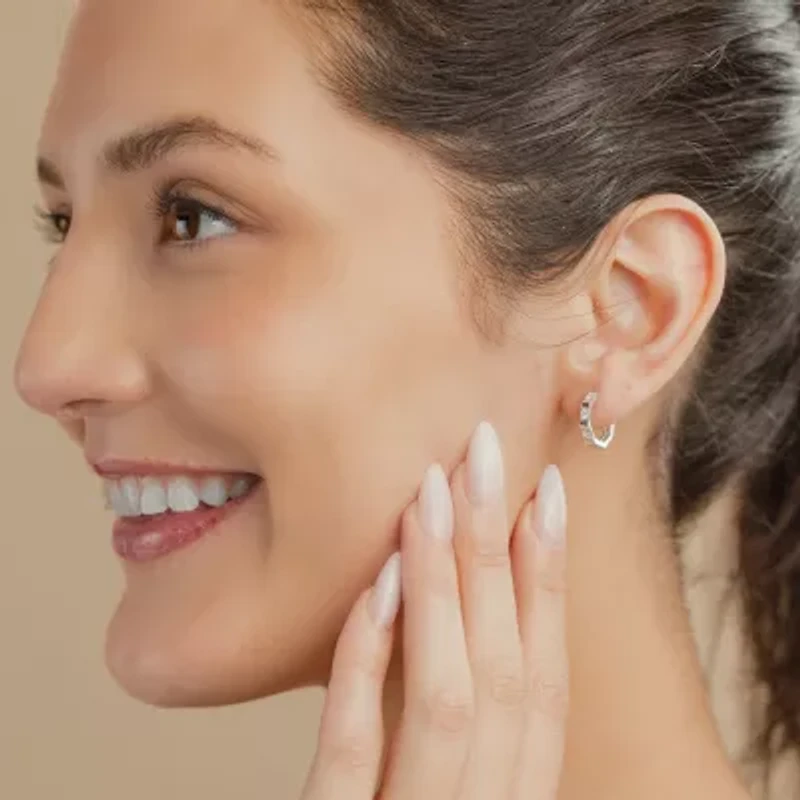 (G/ Si2) Womens 1/4 CT. T.W. Lab Grown White Diamond 10K Gold 13.8mm Hoop Earrings