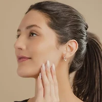 (G/ Si2) Womens 1/4 CT. T.W. Lab Grown White Diamond 10K Gold 13.8mm Hoop Earrings