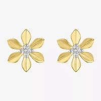 (Gh / Si2 I1) 1/10 CT. T.W. Lab Grown White Diamond 14K Gold Over Silver Sterling Silver 11mm Flower Stud Earrings
