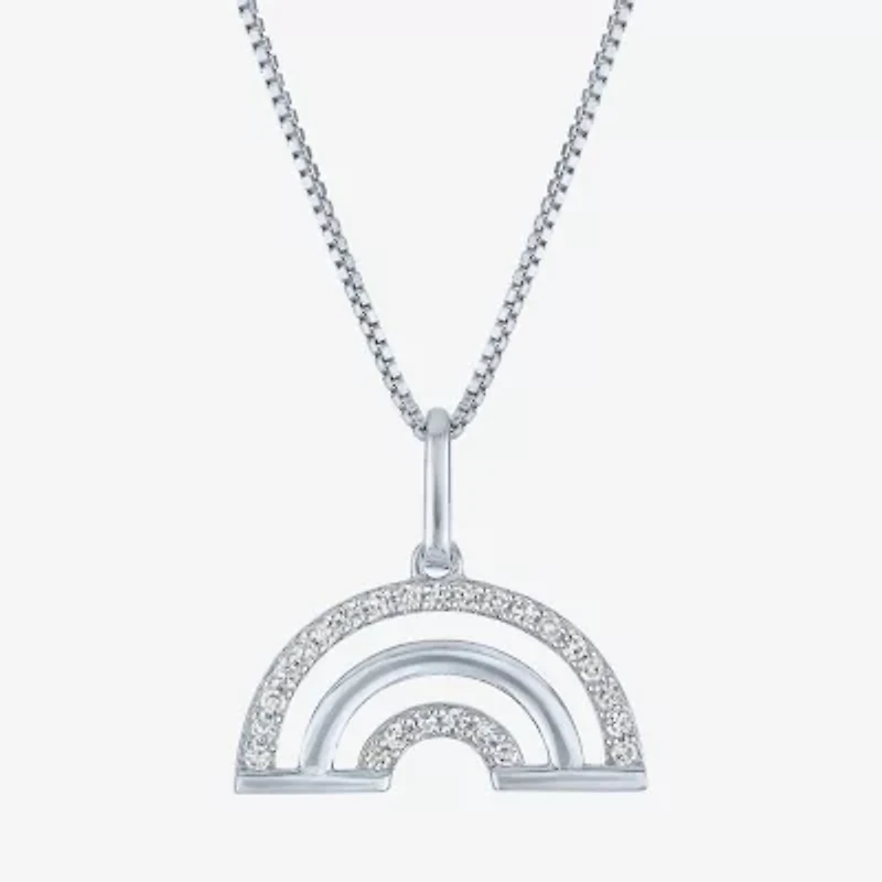 Rainbow (Gh / Si2 I1) Womens 1/10 CT. T.W. Lab Grown White Diamond Sterling Silver 18 Inch Pendant Necklace