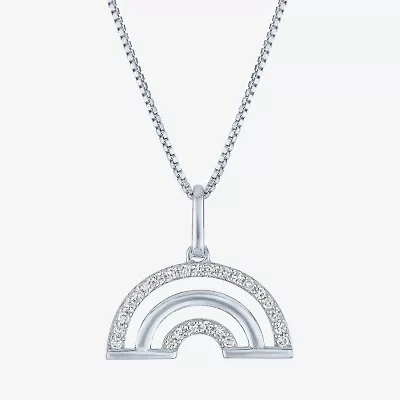 Rainbow (Gh / Si2 I1) Womens 1/10 CT. T.W. Lab Grown White Diamond Sterling Silver 18 Inch Pendant Necklace