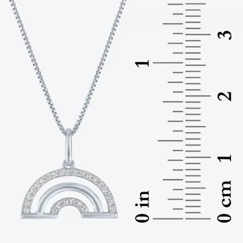 Rainbow (Gh / Si2 I1) Womens 1/10 CT. T.W. Lab Grown White Diamond Sterling Silver 18 Inch Pendant Necklace