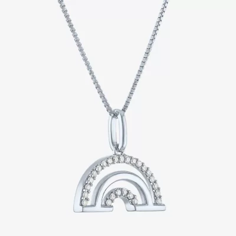Rainbow (Gh / Si2 I1) Womens 1/10 CT. T.W. Lab Grown White Diamond Sterling Silver 18 Inch Pendant Necklace