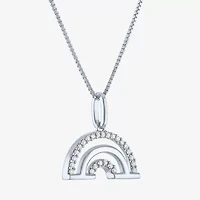 Rainbow (Gh / Si2 I1) Womens 1/10 CT. T.W. Lab Grown White Diamond Sterling Silver 18 Inch Pendant Necklace