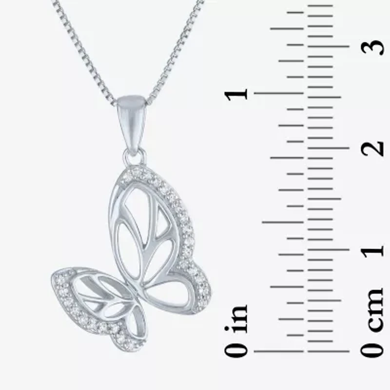 Butterfly (Gh / Si2 I1) Womens 1/10 CT. T.W. Lab Grown White Diamond Sterling Silver Butterfly 18 Inch Pendant Necklace