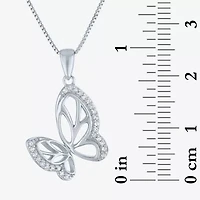 Butterfly (Gh / Si2 I1) Womens 1/10 CT. T.W. Lab Grown White Diamond Sterling Silver Butterfly 18 Inch Pendant Necklace