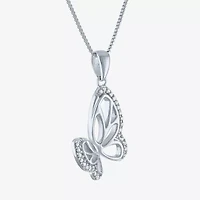 Butterfly (Gh / Si2 I1) Womens 1/10 CT. T.W. Lab Grown White Diamond Sterling Silver Butterfly 18 Inch Pendant Necklace
