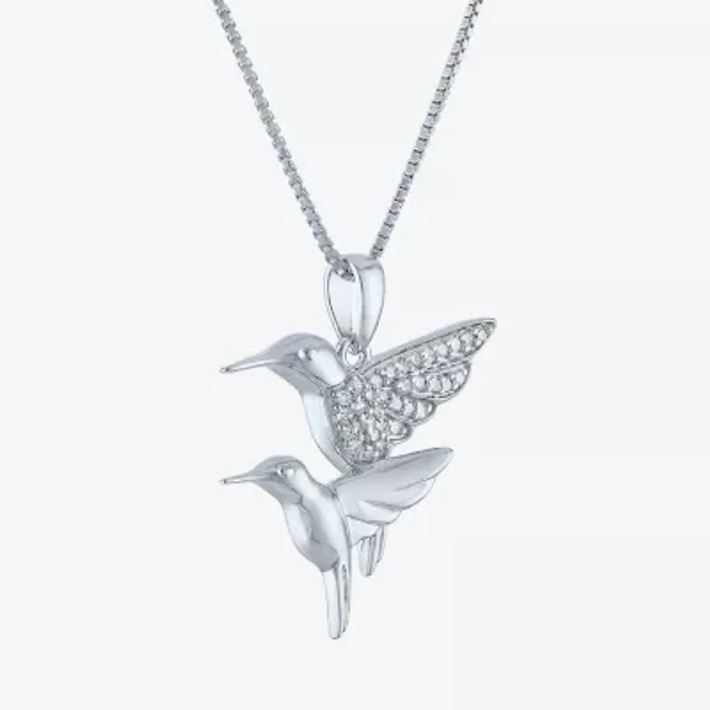 Hummingbird (Gh / Si2 I1) Womens 1/10 CT. T.W. Lab Grown White Diamond Sterling Silver 18 Inch Pendant Necklace