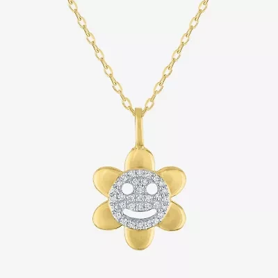 (Gh / Si2 I1) Womens 1/10 CT. T.W. Lab Grown White Diamond 14K Gold Over Silver Flower 16 Inch Pendant Necklace