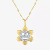 (Gh / Si2 I1) Womens 1/10 CT. T.W. Lab Grown White Diamond 14K Gold Over Silver Flower 16 Inch Pendant Necklace
