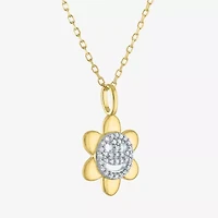 (Gh / Si2 I1) Womens 1/10 CT. T.W. Lab Grown White Diamond 14K Gold Over Silver Flower 16 Inch Pendant Necklace