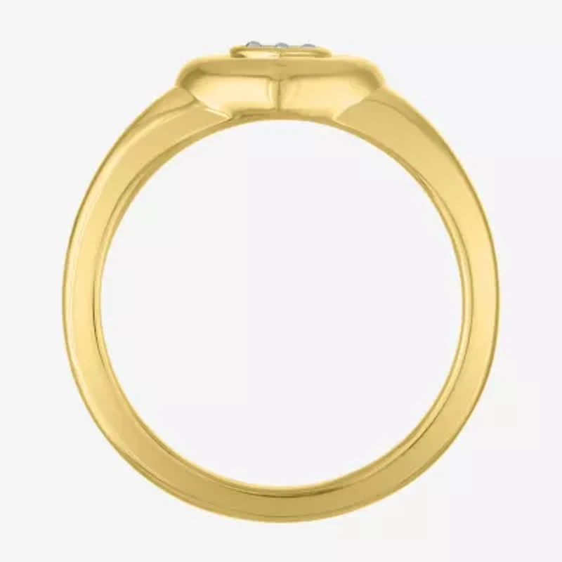 Heart (Gh / Si2 I1) Womens 1/10 CT. T.W. Lab Grown White Diamond 14K Gold Over Silver Sterling Cocktail Ring