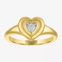 Heart (Gh / Si2 I1) Womens 1/10 CT. T.W. Lab Grown White Diamond 14K Gold Over Silver Sterling Cocktail Ring