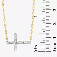 Sideways (G-H / Si2-I1) Womens 1/4 CT. T.W. Lab Grown White Diamond 14K Gold Over Silver Cross 16 Inch Pendant Necklace