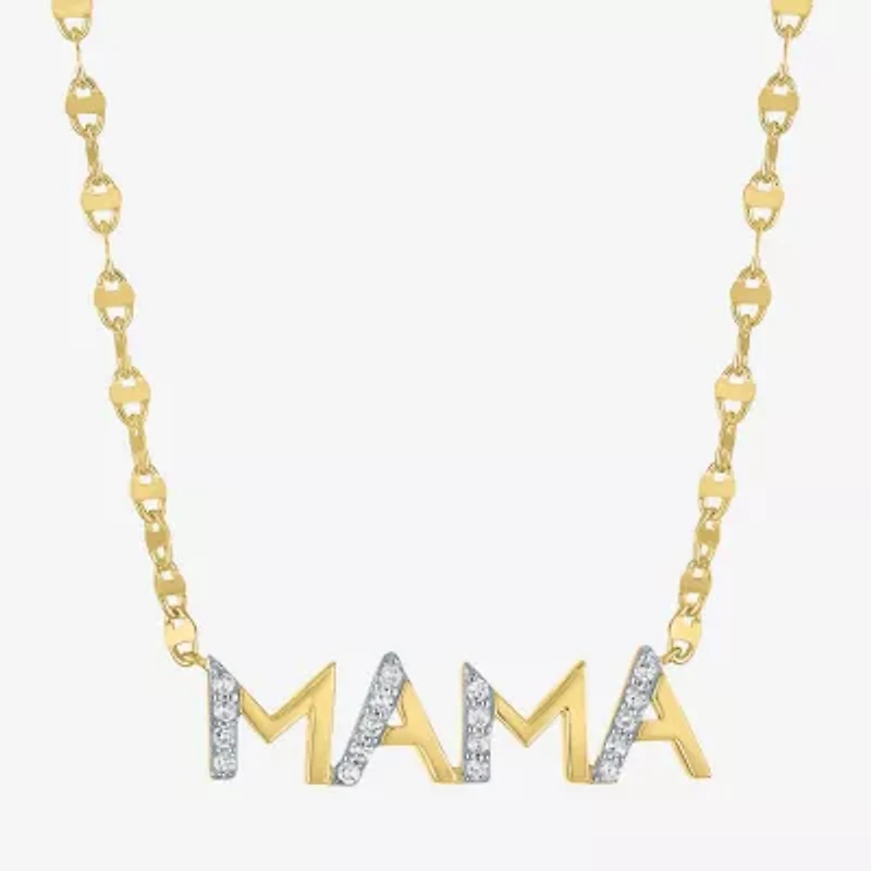 Mama (G-H / Si2-I1) Womens 1/10 CT. T.W. Lab Grown White Diamond 14K Gold Over Silver 16 Inch Pendant Necklace