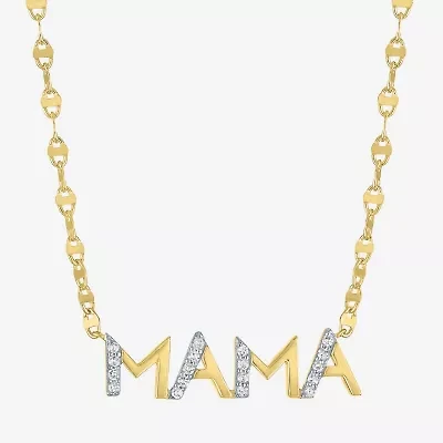 Mama (G-H / Si2-I1) Womens 1/10 CT. T.W. Lab Grown White Diamond 14K Gold Over Silver 16 Inch Pendant Necklace