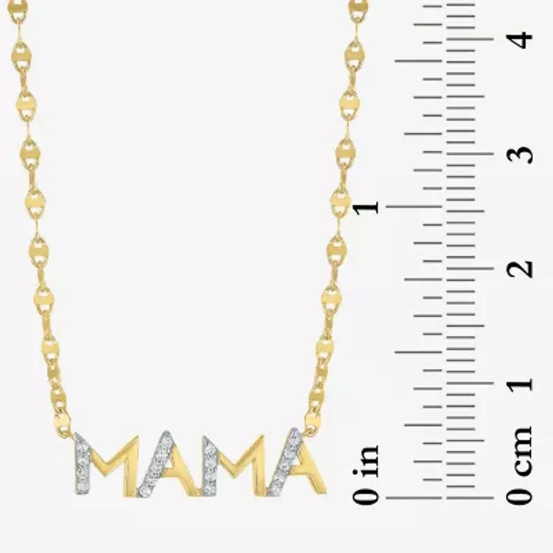 Mama (G-H / Si2-I1) Womens 1/10 CT. T.W. Lab Grown White Diamond 14K Gold Over Silver 16 Inch Pendant Necklace