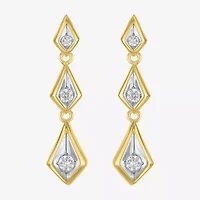 (Gh / Si2 I1) Womens 1/10 CT. T.W. Lab Grown White Diamond 14K Gold Over Silver Drop Earrings