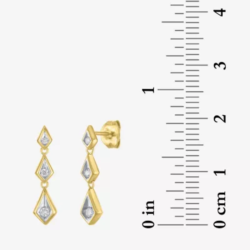 (Gh / Si2 I1) Womens 1/10 CT. T.W. Lab Grown White Diamond 14K Gold Over Silver Drop Earrings