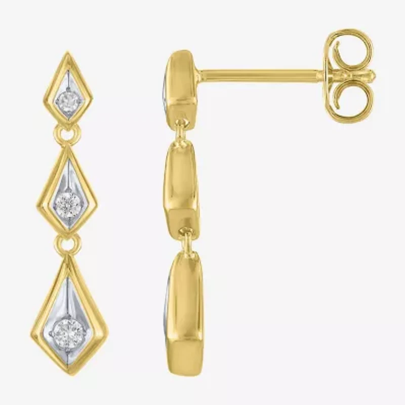 (Gh / Si2 I1) Womens 1/10 CT. T.W. Lab Grown White Diamond 14K Gold Over Silver Drop Earrings