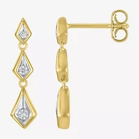 (Gh / Si2 I1) Womens 1/10 CT. T.W. Lab Grown White Diamond 14K Gold Over Silver Drop Earrings