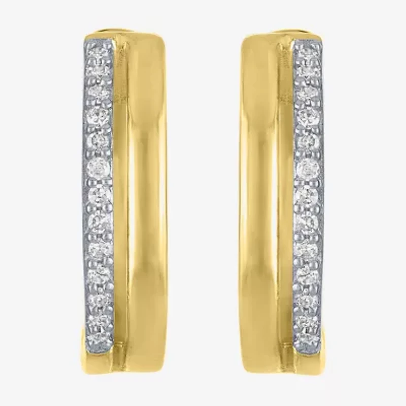 (G-H / Si2-I1) Womens 1/10 CT. T.W. Lab Grown White Diamond 14K Gold Over Silver 15mm Hoop Earrings