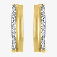 (G-H / Si2-I1) Womens 1/10 CT. T.W. Lab Grown White Diamond 14K Gold Over Silver 15mm Hoop Earrings