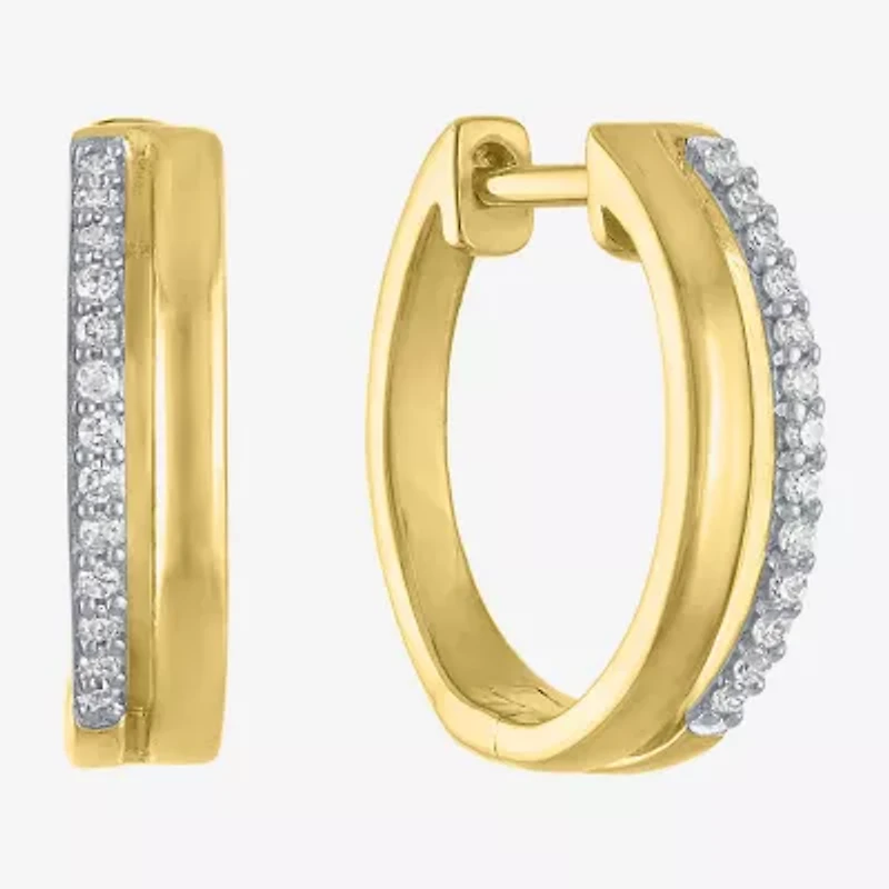 (G-H / Si2-I1) Womens 1/10 CT. T.W. Lab Grown White Diamond 14K Gold Over Silver 15mm Hoop Earrings