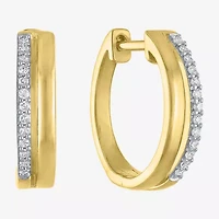 (G-H / Si2-I1) Womens 1/10 CT. T.W. Lab Grown White Diamond 14K Gold Over Silver 15mm Hoop Earrings