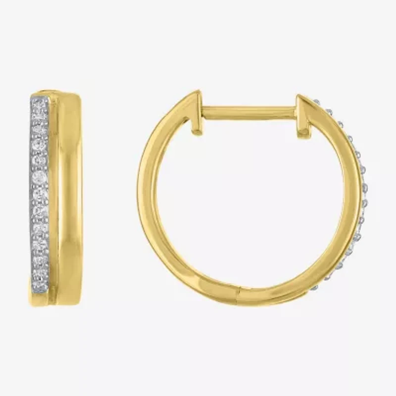 (G-H / Si2-I1) Womens 1/10 CT. T.W. Lab Grown White Diamond 14K Gold Over Silver 15mm Hoop Earrings