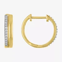 (G-H / Si2-I1) Womens 1/10 CT. T.W. Lab Grown White Diamond 14K Gold Over Silver 15mm Hoop Earrings