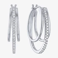 (G-H / Si2-I1) Womens 1/4 CT. T.W. Lab Grown White Diamond Sterling Silver 24mm Hoop Earrings