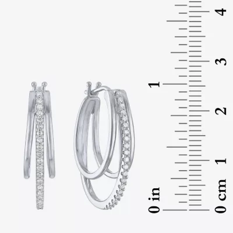 (G-H / Si2-I1) Womens 1/4 CT. T.W. Lab Grown White Diamond Sterling Silver 24mm Hoop Earrings
