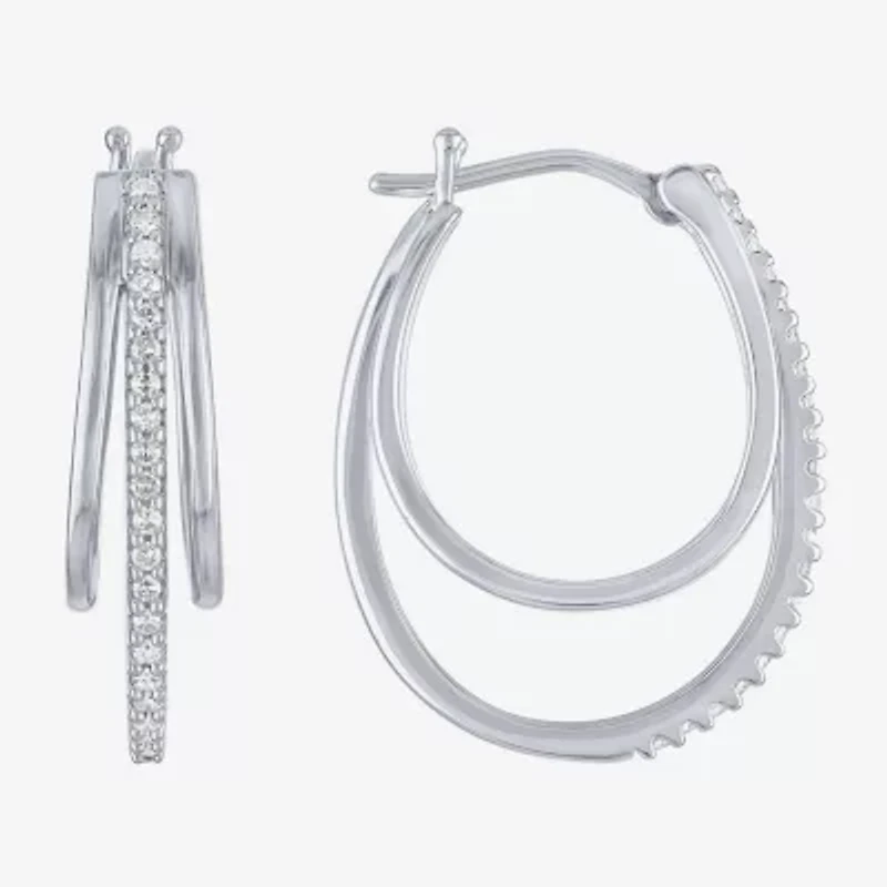 (G-H / Si2-I1) Womens 1/4 CT. T.W. Lab Grown White Diamond Sterling Silver 24mm Hoop Earrings